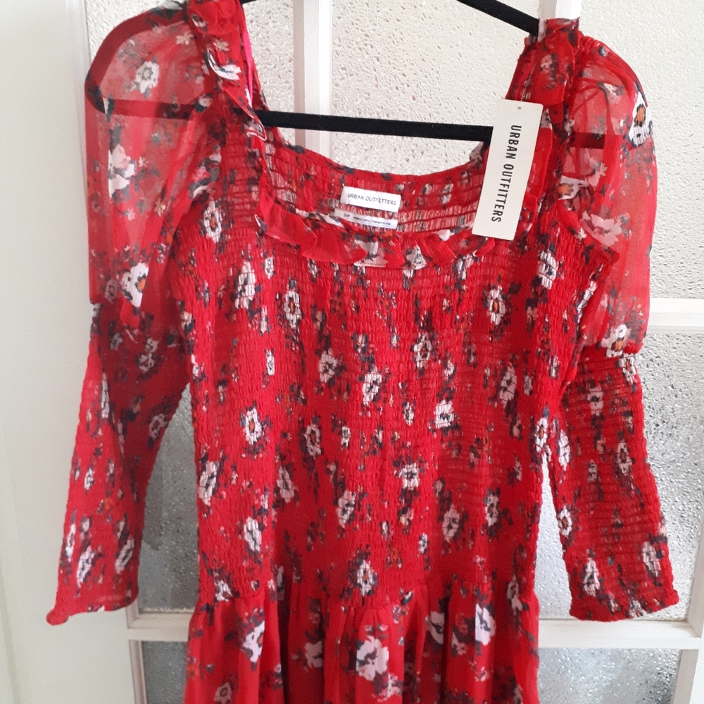NWT Urban Outfitters Red Prairie Maxi Dress